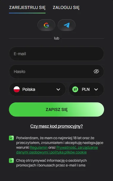 Rejestracja konta w Flagman